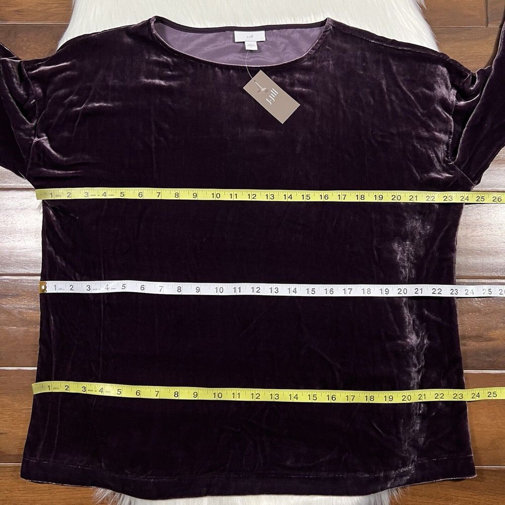 J. Jill Women's Size Medium Fig Velvet Silk Blend Long Sleeve Top - Picture 4 of 9